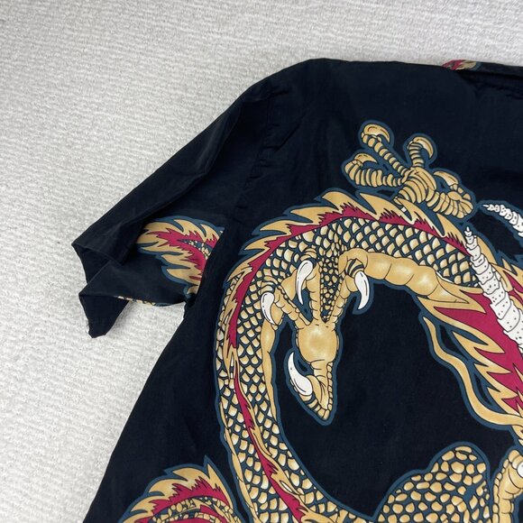 Vintage Y2k Urban Rags Dragon AOP Print Button Jersey Shirt Vtg NYC (Read) Men M - Picture 11 of 16